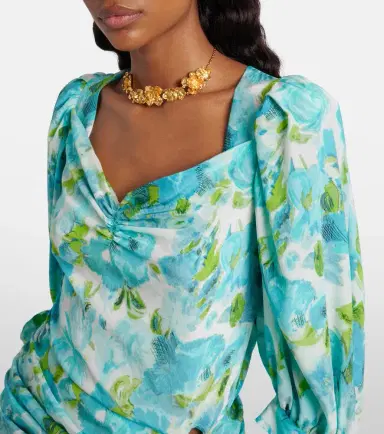 Chloé Chloé Draped floral silk minidress | Thumbnail 6