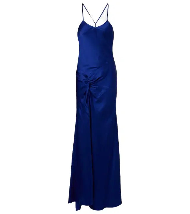 Gathered crêpe satin gown