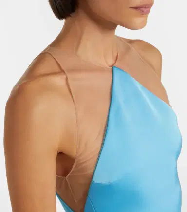 David Koma Feather-trimmed satin minidress | Thumbnail 4 David Koma Feather-trimmed satin minidress | Thumbnail 4