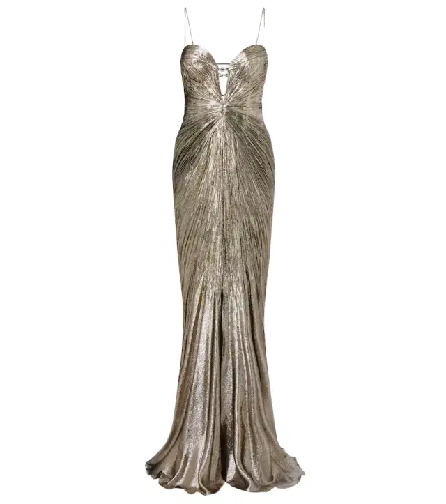 Dakota lamé chiffon gown