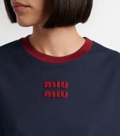 Miu Miu Logo cotton jersey T-shirt | Thumbnail 3 Miu Miu Logo cotton jersey T-shirt | Thumbnail 3