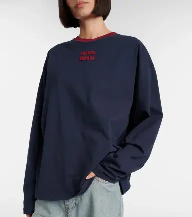 Miu Miu Logo cotton jersey T-shirt | Thumbnail 4 Miu Miu Logo cotton jersey T-shirt | Thumbnail 4