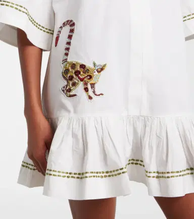 ALÉMAIS Alémais Camelia embroidered cotton minidress | Thumbnail 2