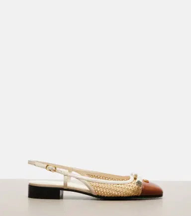 Valentino Garavani Valet Du Roi leather-trimmed raffia slingback flats | Thumbnail 2