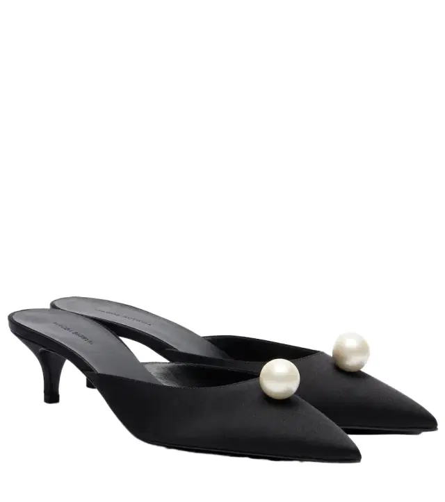 Magda Butrym Faux pearl satin mules