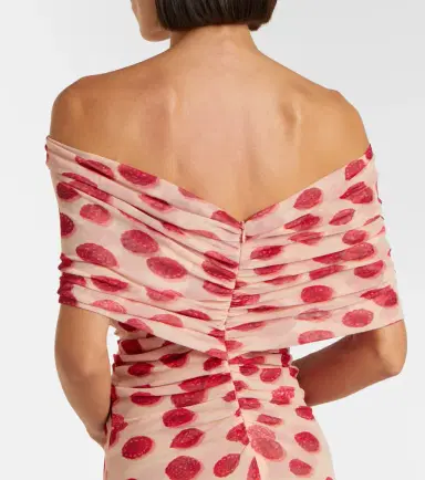 Stella McCartney Off-shoulder printed mesh maxi dress | Thumbnail 3