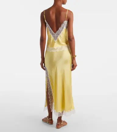 Poupette St Barth Lila lace-trimmed satin slip skirt | Thumbnail 2