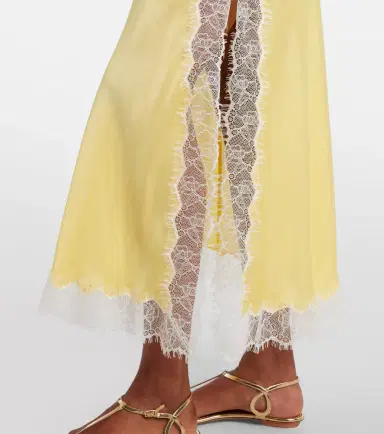 Poupette St Barth Lila lace-trimmed satin slip skirt | Thumbnail 4