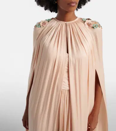 Costarellos Sireen caped embellished georgette gown | Thumbnail 2 Costarellos Sireen caped embellished georgette gown | Thumbnail 2