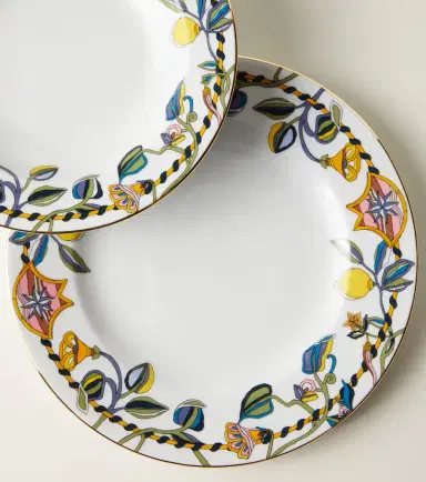 La DoubleJ Borboni White set of 2 porcelain dinner plates | Thumbnail 2