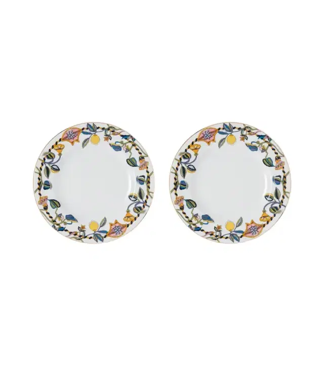 La DoubleJ Borboni White set of 2 porcelain dinner plates