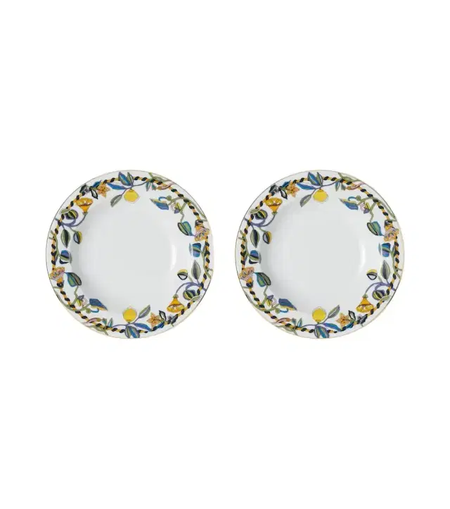 La DoubleJ Borboni White set of 2 porcelain soup plates