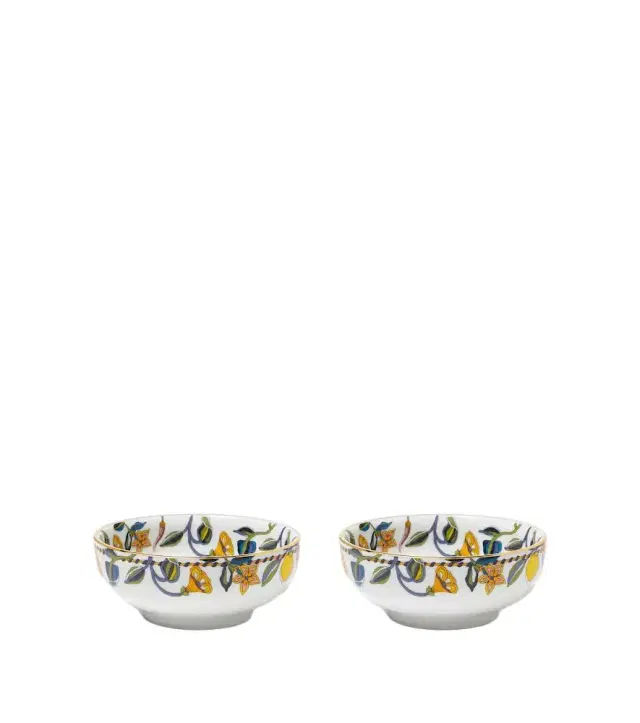 La DoubleJ Borboni White set of 2 porcelain snack bowls