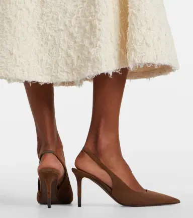 Brunello Cucinelli Monili suede slingback pumps | Thumbnail 5