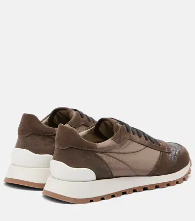 Brunello Cucinelli Monili suede-trimmed sneakers | Thumbnail 2