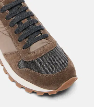 Brunello Cucinelli Monili suede-trimmed sneakers | Thumbnail 3