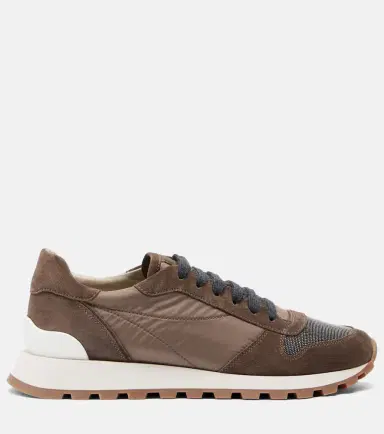 Brunello Cucinelli Monili suede-trimmed sneakers | Thumbnail 4