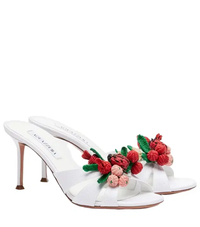 Aquazzura Botanica raffia-effect mules