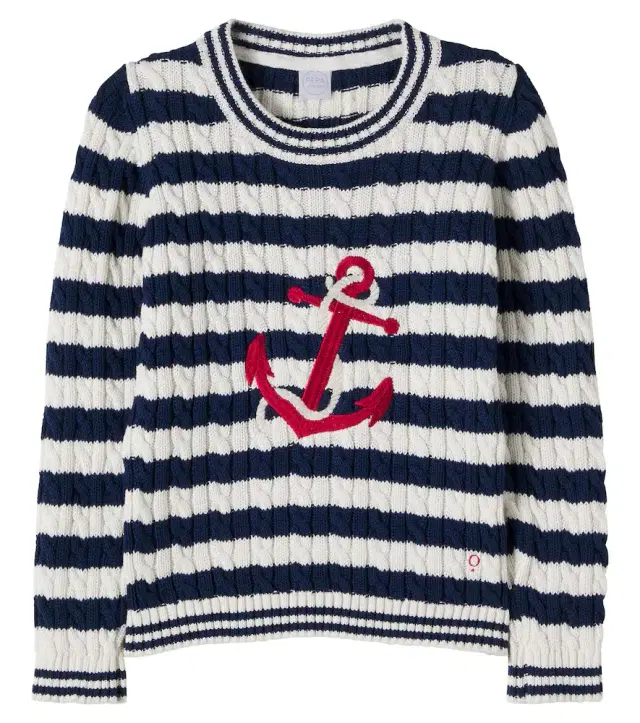 Pepa London Cable-knit striped cotton sweater