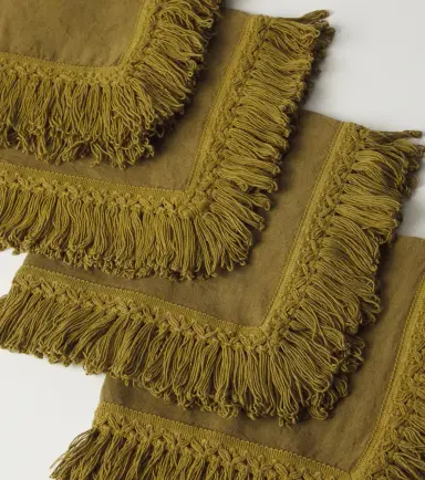 Once Milano Set of 4 fringed linen napkins | Thumbnail 3