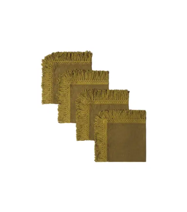 Once Milano Set of 4 fringed linen napkins