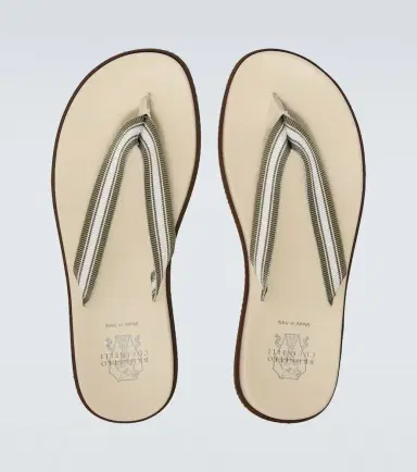 Brunello Cucinelli Leather-trimmed thong sandals | Thumbnail 2 Brunello Cucinelli Leather-trimmed thong sandals | Thumbnail 2