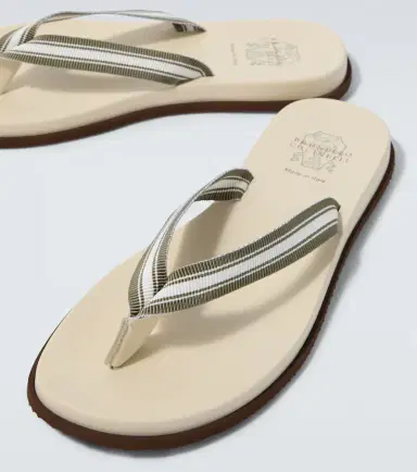 Brunello Cucinelli Leather-trimmed thong sandals | Thumbnail 6 Brunello Cucinelli Leather-trimmed thong sandals | Thumbnail 6