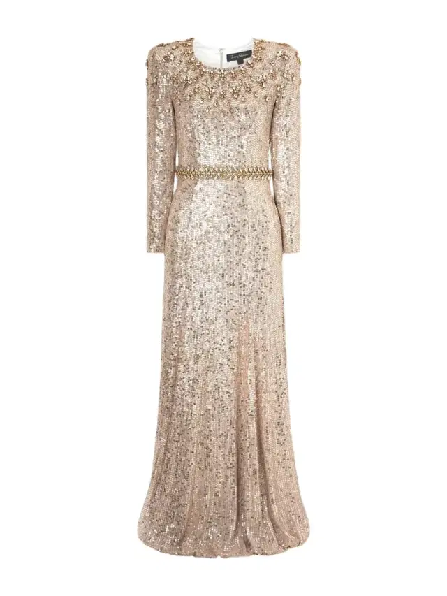 Jenny Packham Georgia Sequined Satin Gown