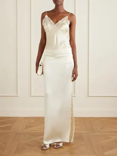 COLLEEN ALLEN Lace-trimmed Silk-satin Maxi Skirt | Thumbnail 2