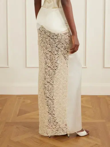 COLLEEN ALLEN Lace-trimmed Silk-satin Maxi Skirt | Thumbnail 3