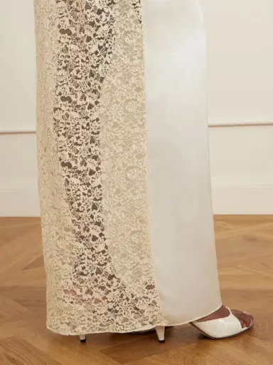 COLLEEN ALLEN Lace-trimmed Silk-satin Maxi Skirt | Thumbnail 4