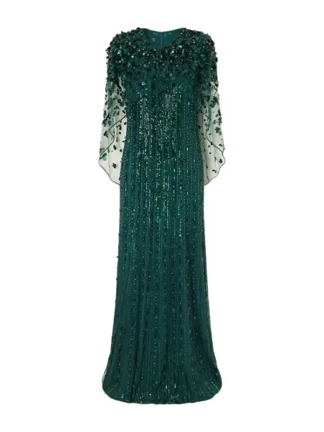 Jenny Packham Nettie Embellished Sequined Tulle Gown