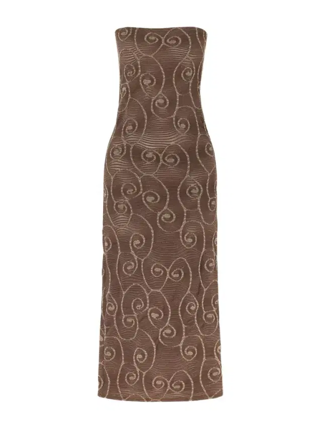 SARA CRISTINA Metallic Jacquard-knit Midi Dress