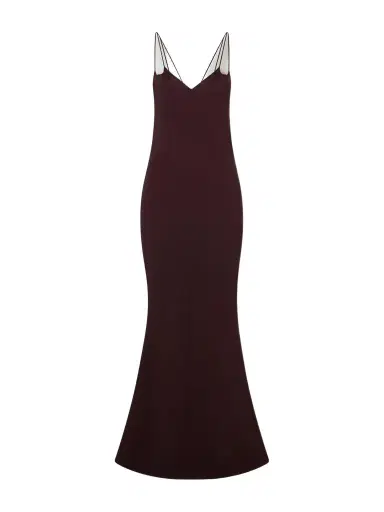 Tom Ford Maroon Enverse Satin Gown | Thumbnail 1 Tom Ford Maroon Enverse Satin Gown | Thumbnail 1
