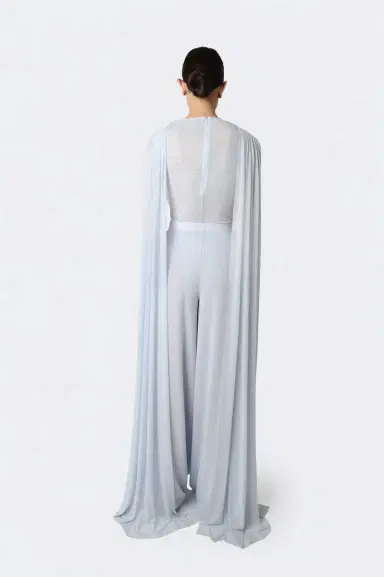 Lapointe Lightweight Georgette Wide Leg Pant With Feathers | Thumbnail 2