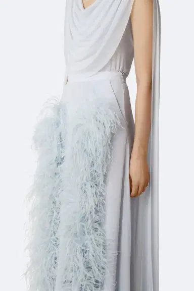 Lapointe Lightweight Georgette Wide Leg Pant With Feathers | Thumbnail 3
