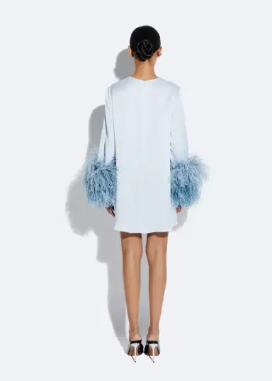 Lapointe Satin Dress With Feathers | Thumbnail 2