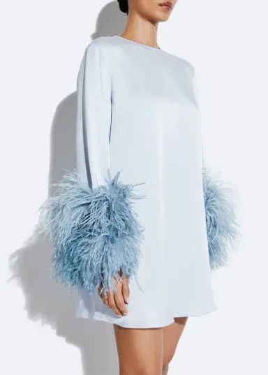 Lapointe Satin Dress With Feathers | Thumbnail 3