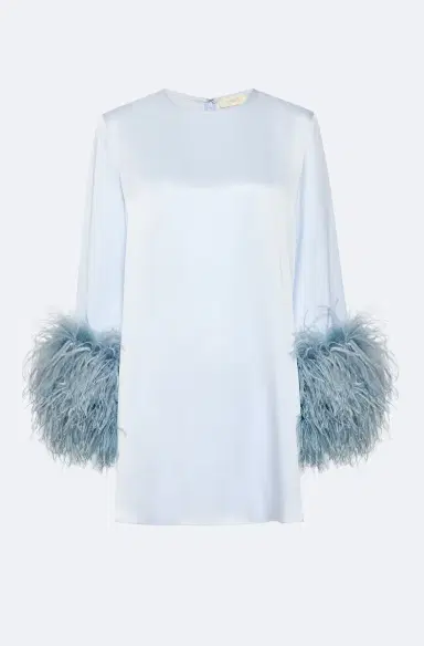 Lapointe Satin Dress With Feathers | Thumbnail 4