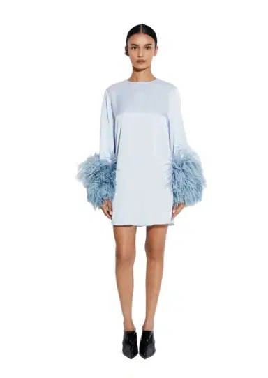 Lapointe Satin Dress With Feathers | Thumbnail 1