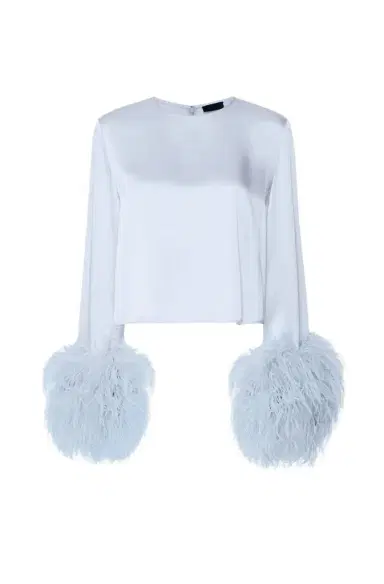 Lapointe Satin Top With Feathers | Thumbnail 1