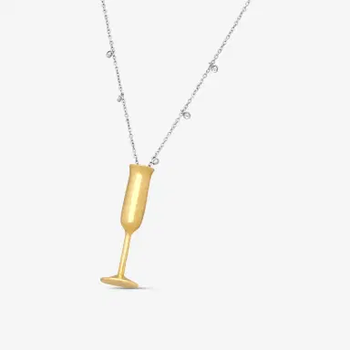 Roberto Coin Roberto Coin 18K Yellow & White Gold Diamond Champagne Flute Pendant Necklace by The Solist | Thumbnail 2