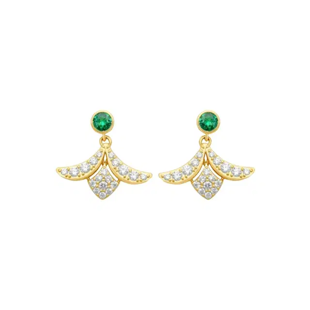 Roberto Coin Roberto Coin 18K Yellow Gold Diamond & Emerald Drop Earrings by The Solist