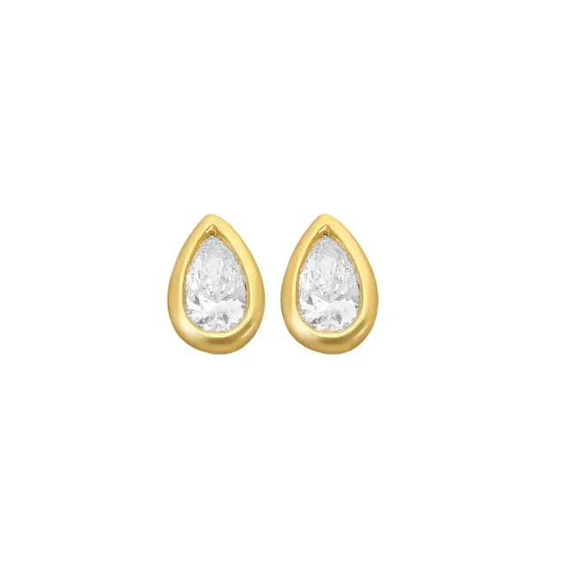 Roberto Coin Roberto Coin 18K Yellow Gold Diamond Pearshape Stud Earrings by The Solist