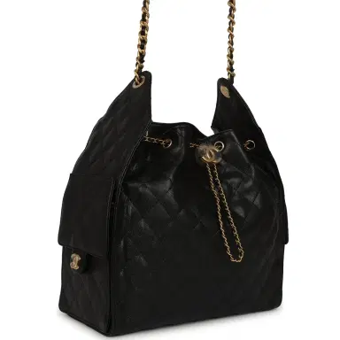 Chanel Chanel Medium 25 Hobo Bag Black Caviar Antique Gold Hardware | Thumbnail 2
