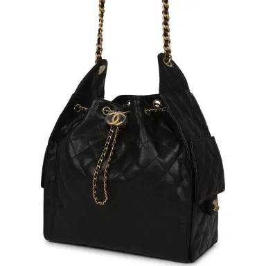 Chanel Chanel Medium 25 Hobo Bag Black Caviar Antique Gold Hardware | Thumbnail 5