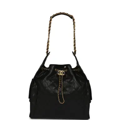 Chanel Chanel Medium 25 Hobo Bag Black Caviar Antique Gold Hardware | Thumbnail 7