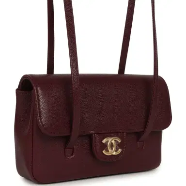 Chanel Chanel Mini Preppy Coco Clutch with Straps Dark Burgundy Shiny Caviar Brushed Gold Hardware | Thumbnail 2