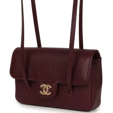 Chanel Chanel Mini Preppy Coco Clutch with Straps Dark Burgundy Shiny Caviar Brushed Gold Hardware | Thumbnail 5