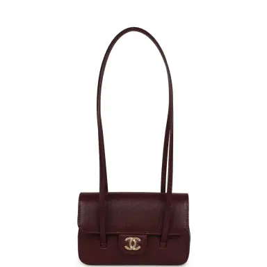 Chanel Chanel Mini Preppy Coco Clutch with Straps Dark Burgundy Shiny Caviar Brushed Gold Hardware | Thumbnail 7